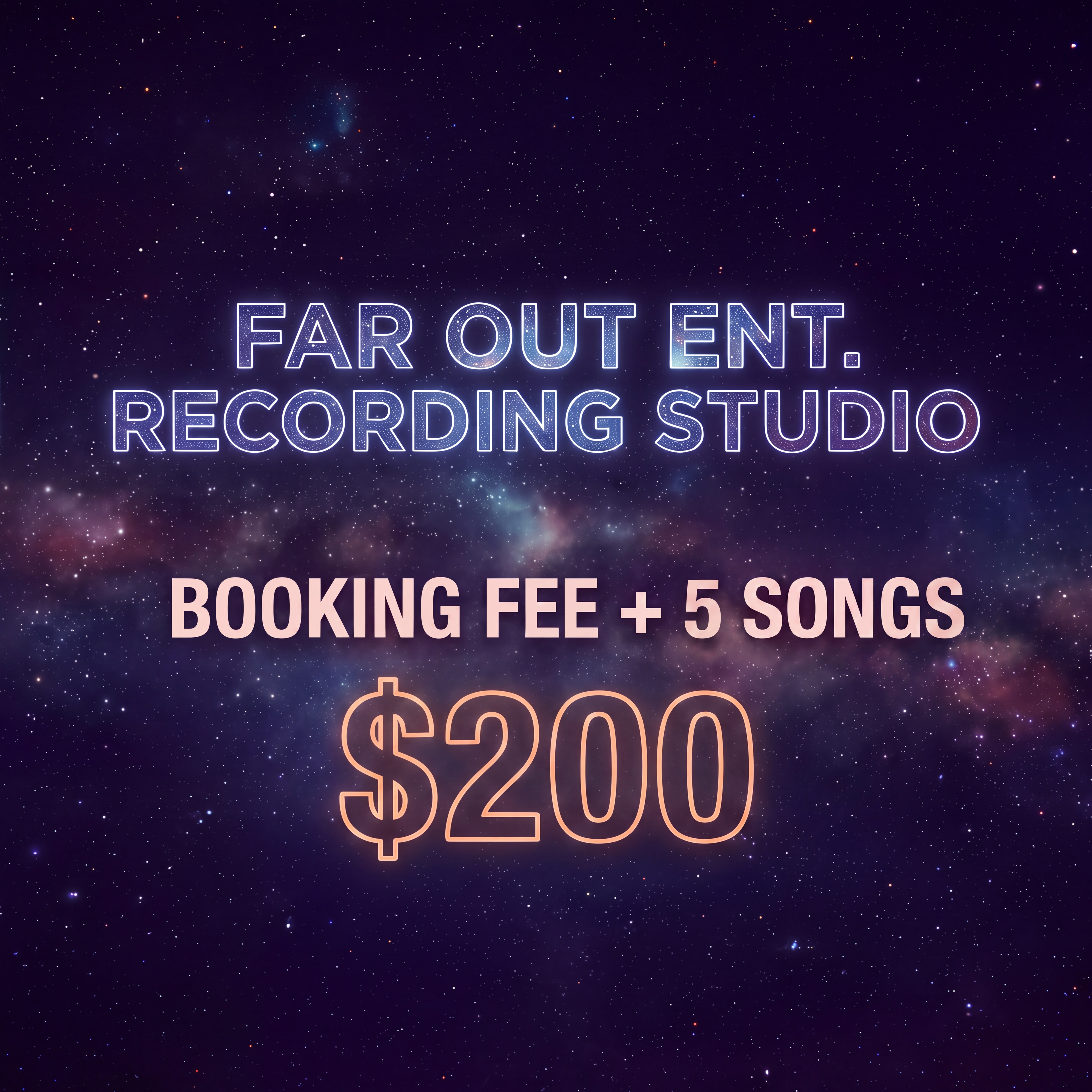 Booking Fee* $25 + 5 Songs $200